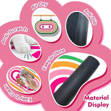 Підкладка під годівницю для собак та котів METEOROCK, 71x43 см, швидковисихаюча, легко миється, рожеве сердечко