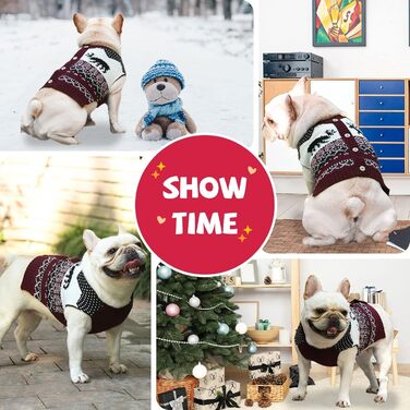 Пуловер для собак ABRRLO з бавовни, теплий зимовий костюм для святкування Нового року (L, костюм оленя)