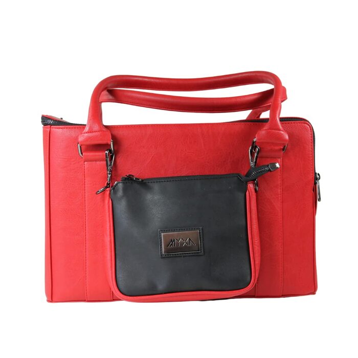 Сумка-переноска для собак MYXA Classi, авіапереноска, сумочка для собак з відстібним дашком (з кишенею), червоний колір, з ручками та клатчем